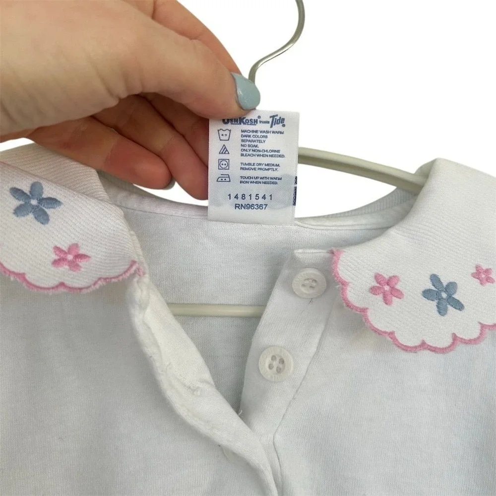 VTG 90s Y2K OshKosh B'gosh Girls Floral Blouse Sz 6 USA Union Made Cottage core